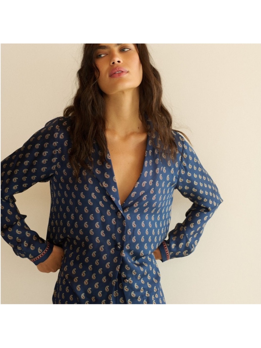 Doen NWOT ELENE TOP IN BLEU TAORMINA PAISLEY